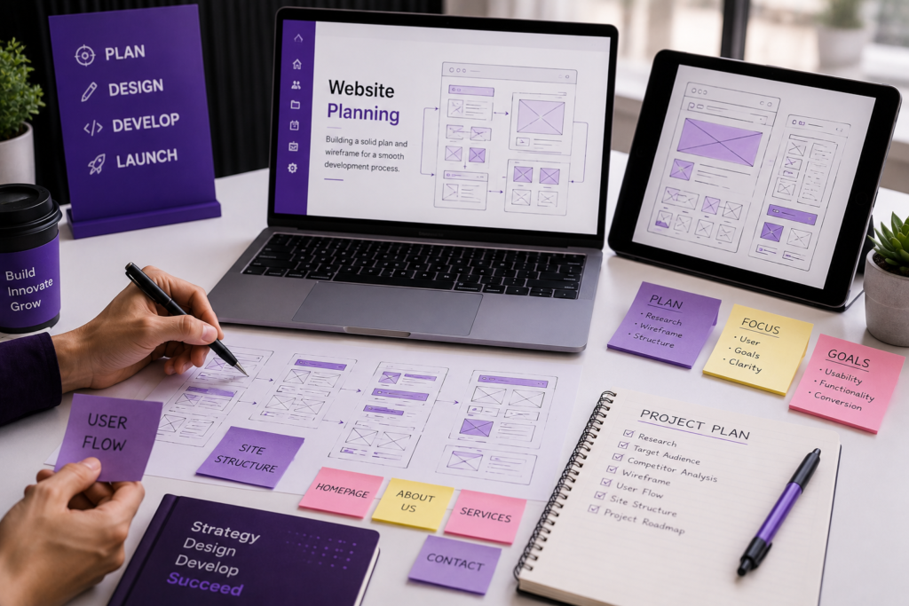 Website planning and wireframing